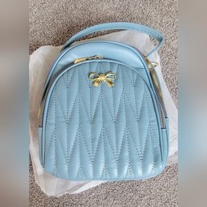Mini Backpack Purse,, Cute Fashion PU Leather Zipper Crossbody Bag-Blue